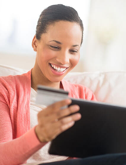 woman paying a bill online