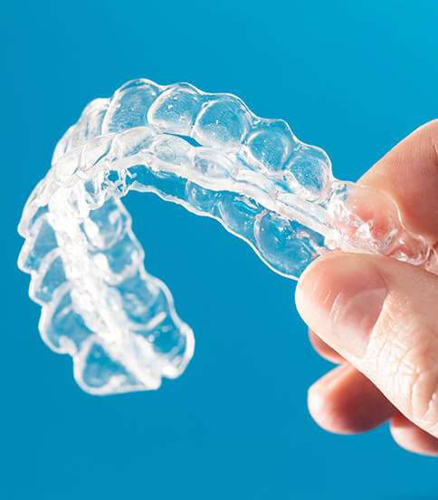 closeup of a set of clear aligners